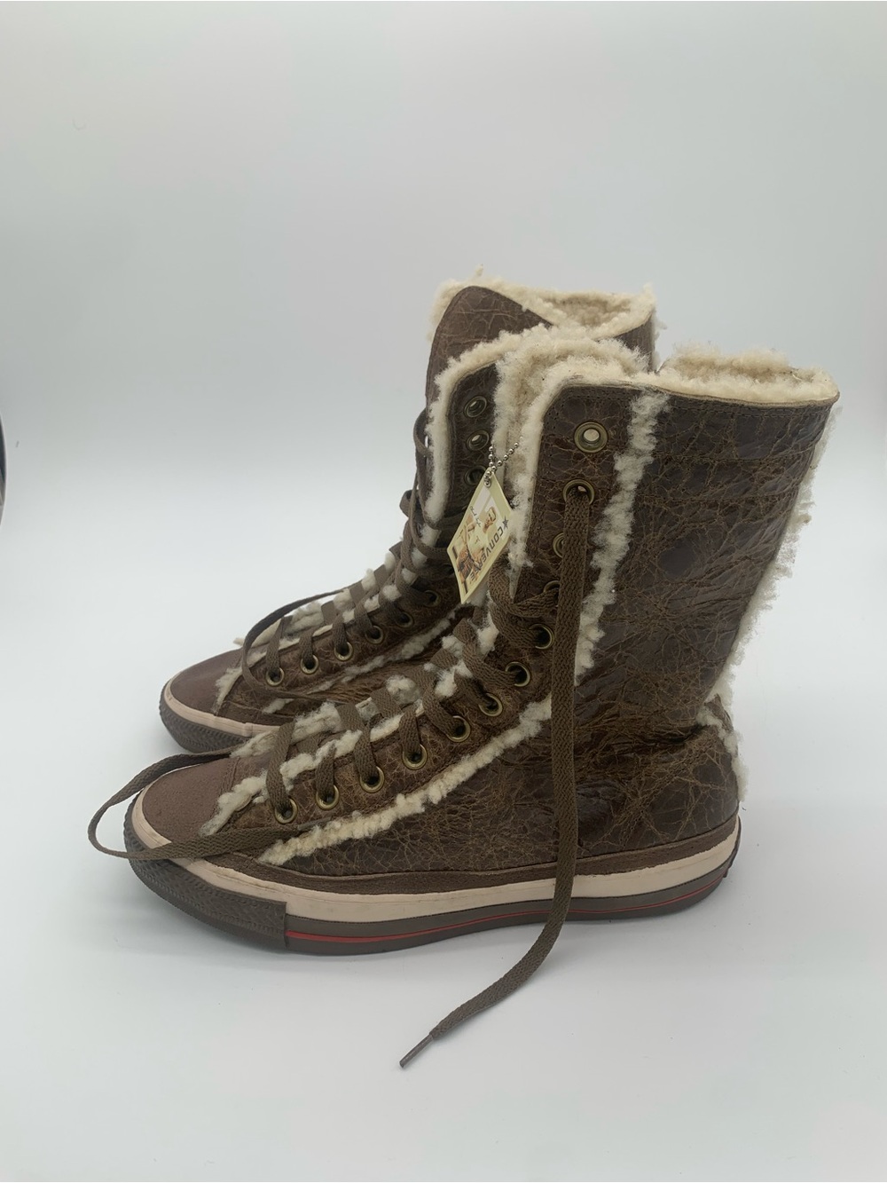 Rare Vintage Converse Chuck Taylor Winter Shearling Extra High-Top Boots.